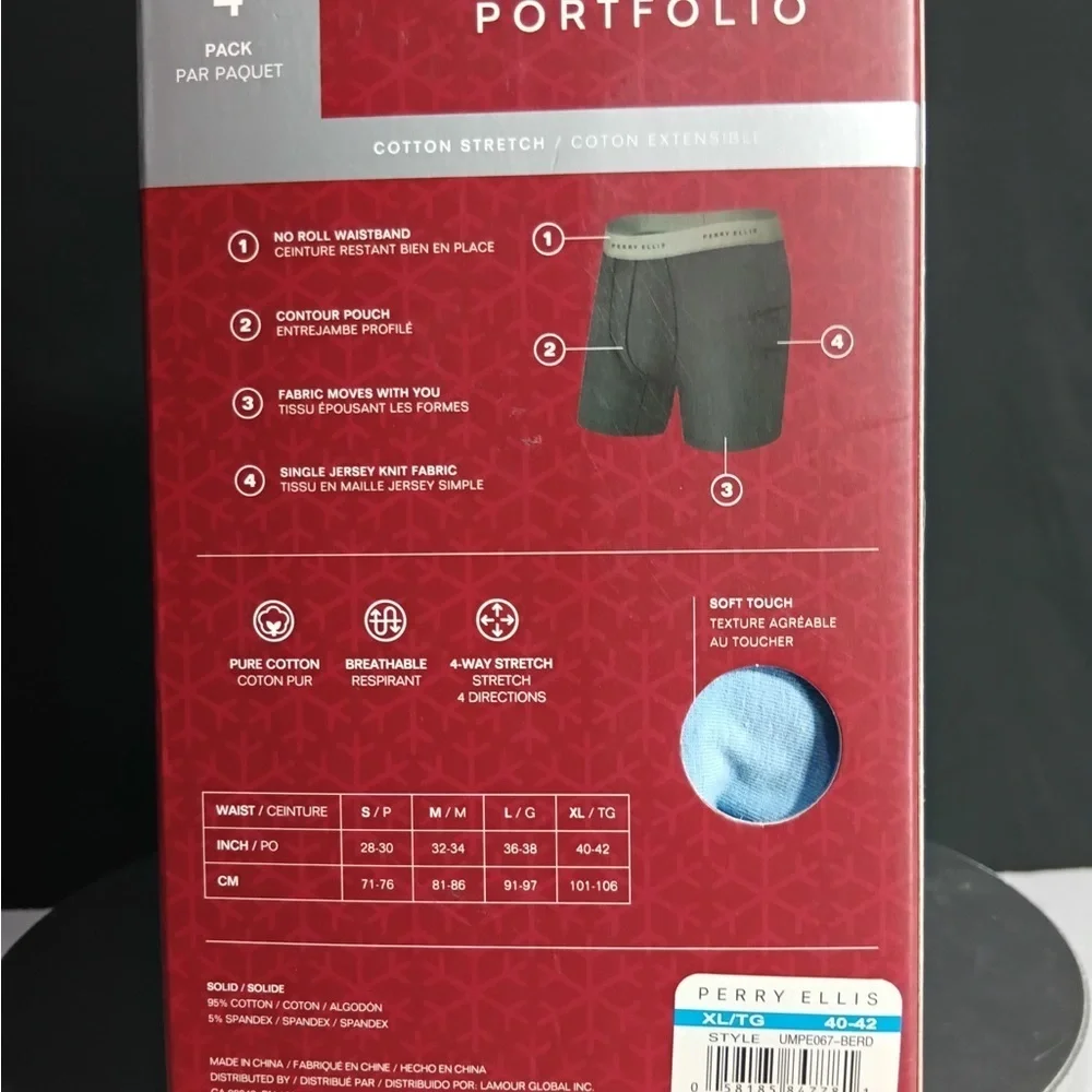 Perry Ellis Portfolio Boxer Briefs 3+1 Pack - Black, Blue, Red